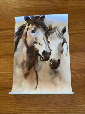 New canvas 2 horses embroidered accents